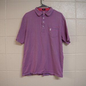 Johnnie-O West Coast Prep Polo Shirt Mens XL Red/Blue Striped Cotton Surfer Logo